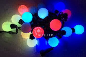 Светодиодные гирлянды Rich LED большие шарики, 5м, RGB, 220В, с блоком питания в комплекте
