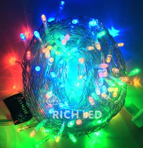 Светодиодная гирлянда Rich LED 10 м, 220В, колпачок, МУЛЬТИ, белый провод