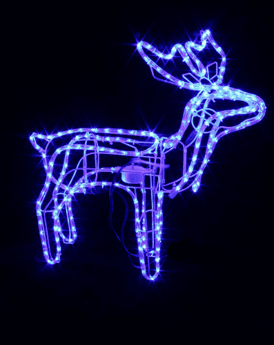 Светящаяся фигура олень с рогами, Синий, 11м, 3D голова двигается, высота 1,16м, коробка 4 шт., шт.