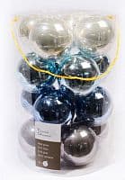 Набор стеклянных шаров коллекция Морозная Зима, 80мм, 16шт