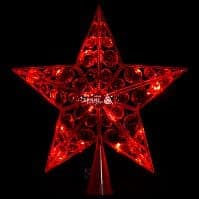 Верхушка светящаяся Звезда 22 см красная 20 LED ламп (Holiday Classics)