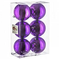 Набор пластиковых глянцевых шаров 80 мм фиолетовый, 6 шт, Ели Пенери (Ели Пенери)