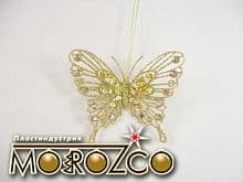 Новогоднее украшение подвесное Бабочка, цвет Золото, размер 9 см