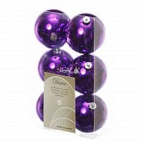 Набор пластиковых шаров Фиолетовый бархат 80мм, Глянец, 6 шт (Kaemingk)
