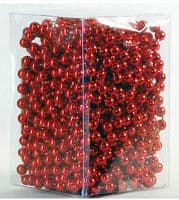 Бусы, красные, 6 мм, длина 10 м. Материал пластик. Поверхность глянцевая.