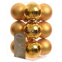 Набор пластиковых шаров Насыщенно Золотой 60 мм, 12 шт, mix (Kaemingk)