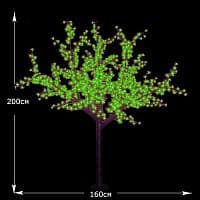 Световое дерево "Сакура" 2000мм, Зеленый. 864Led SJ-YHS-B004