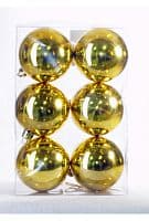 Набор пластиковых глянцевых шаров 80 мм золотой, 6 шт (Kaemingk)