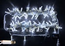 Светодиодная гирлянда Rich LED 10 м, 220В, флэш, БЕЛЫЙ, белый провод