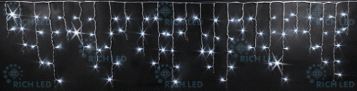 Светодиодная бахрома Rich LED 3*0.5 м, флэш, колпачок, СИНИЙ+БЕЛЫЙ, белый провод