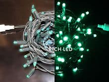 Светодиодная гирлянда Rich LED 10 м, 24В, ЗЕЛЕНЫЙ, зеленая резина