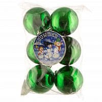 Набор пластиковых глянцевых шаров 60 мм зеленый, 6 шт, Snowmen (Snowmen)