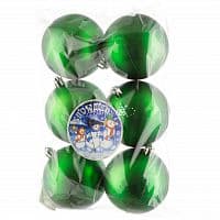 Набор пластиковых матовых шаров 80 мм зеленый, 6 шт, Snowmen (Snowmen)