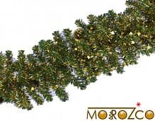 Гирлянда Рождественская 8 270*28 см зеленая, украшение золото MOROZCO