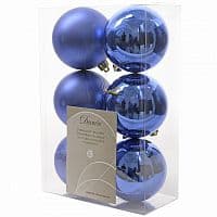 Набор пластиковых шаров Синий королевский, 80мм, Матовый, 6 шт (Kaemingk)