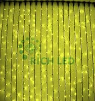 Светодиодный занавес Rich LED 2*2 м, ЖЕЛТЫЙ, прозрачный провод