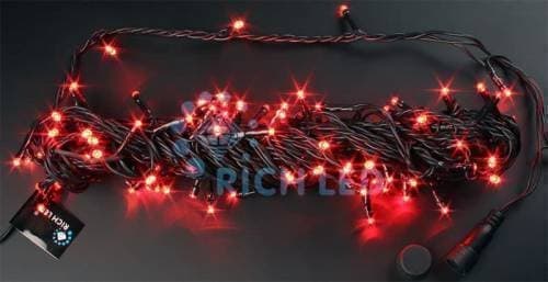 Светодиодная гирлянда Rich LED 10 м, 24В, флэш, КРАСНЫЙ, черный провод