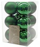 Набор пластиковых шаров Зеленый Классический 60 мм, 12 шт, mix (Kaemingk)