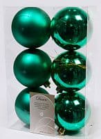 Набор пластиковых шаров Изумрудно-Зеленый 80 мм, 6 шт, mix (Kaemingk)