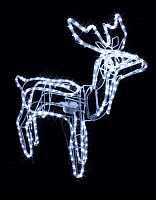 Светящаяся фигура олень с рогами, Белый, 11м, 3D, голова двигается, высота 1,16м, коробка 4 шт., шт.