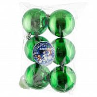 Набор пластиковых глянцевых шаров 80 мм зеленый, 6 шт, Snowmen (Snowmen)