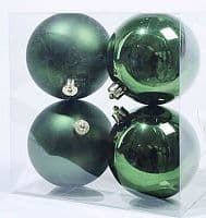 Набор пластиковых шаров Зеленый Классический 100 мм, 4 шт, mix (Kaemingk)