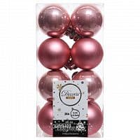 Набор пластиковых шаров Благородный Розовый 40 мм, 16 шт, mix (Kaemingk)