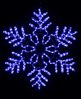 Светящаяся Снежинка дюралайт (белая,синяя) 86 см (11м), Мерцающие диоды, коробка 6 шт., шт.
