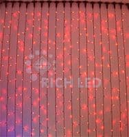 Светодиодный занавес Rich LED 2*6 м, КРАСНЫЙ, прозрачный провод