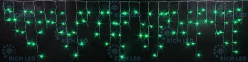 Светодиодная бахрома Rich LED 3*0.5 м ЗЕЛЕНЫЙ, прозрачный провод