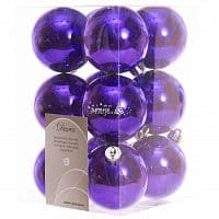 Набор пластиковых глянцевых шаров 60 мм фиолетовый бархат, 12 шт (Kaemingk)