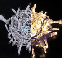 Светодиодная гирлянда Rich LED 10 м, 24В, БЕЛЫЙ ТЕПЛЫЙ, белая резина