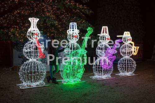 Световые снеговики музыканты, высота 2.1м (квартет снеговиков)
