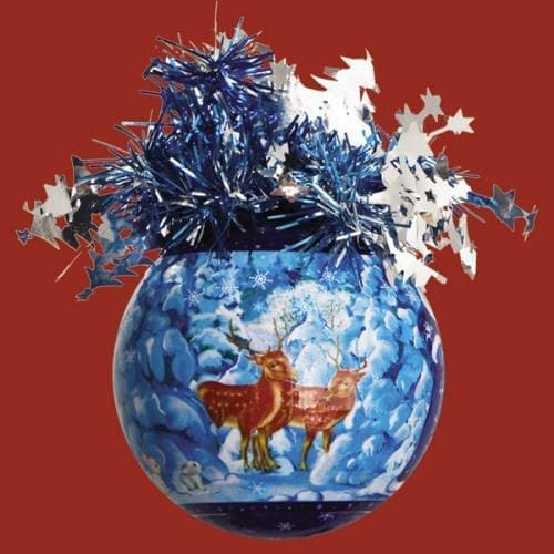 Шар Рождественский (с тематическим рисунком, с короной из мишуры) d=7,5см. В ассортименте.