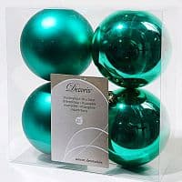 Набор пластиковых шаров Изумрудно-Зеленый 100 мм, 4 шт, mix (Kaemingk)