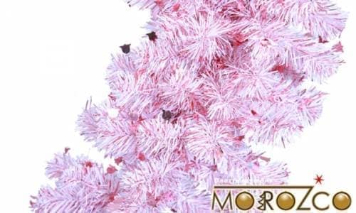Гирлянда Рождественская 11 270*28 см белая, украшение розовое MOROZCO