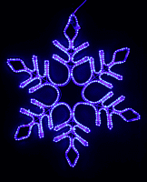 Светящаяся снежинка из плоского дюралайта с диодовой полосой, Синяя, 57 см (6м), не мерцает, однонаправленная