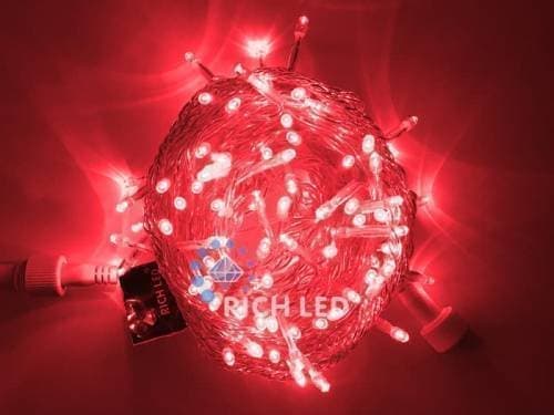 Светодиодная гирлянда Rich LED 10 м, 24В, КРАСНЫЙ, прозрачка