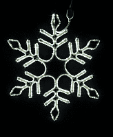 Светящаяся снежинка из плоского дюралайта с диодовой полосой, Белая, 57 см (6м), не мерцает, однонаправленная