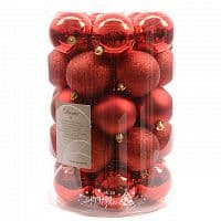 Набор пластиковых шаров Красная Коллекция 80 мм, 34 шт, mix (Kaemingk)
