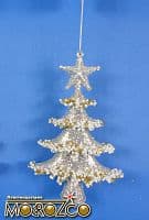 Новогоднее украшение подвесное Ёлка, цвет Золотой Бриллиант, 14 см.